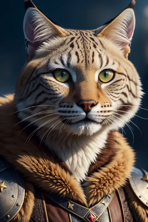Shaman tabaxi female tan spotted fur tabaxi lynx, thin build, wearing intricate mail armor, holding a gnarled staff adorned with mushrooms and bone, realistic render, Dungeons and Dragons, Fantasy, octane render, zbrush. Character design, photorealistic, unreal engine, hyper-detailed, concept art, trending on art station. ((best quality)), ((masterpiece)), ((realistic)), (detailed), close up portrait, full body portrait, , highly detailed fur, looking at the viewer, Fantasy art, stunning gradient colors, no watermark signature, closed mouth, detailed background, snowy background, closed mouth, insanely detailed, ((masterpiece)), absurdres, HDR.<lora:Elixir:1>
