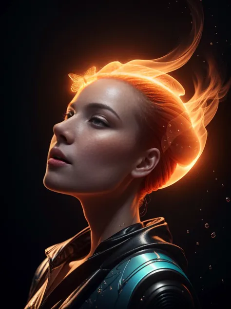 beautiful princess. human skull jellyfish butterfly phoenix head. burning water. intricate artwork by tooth wu and wlop and beeple and dan mumford and greg rutkowski. halo. octane render, cinematic, hyper realism, octane render, 8k, depth of field, bokeh. iridescent accents
