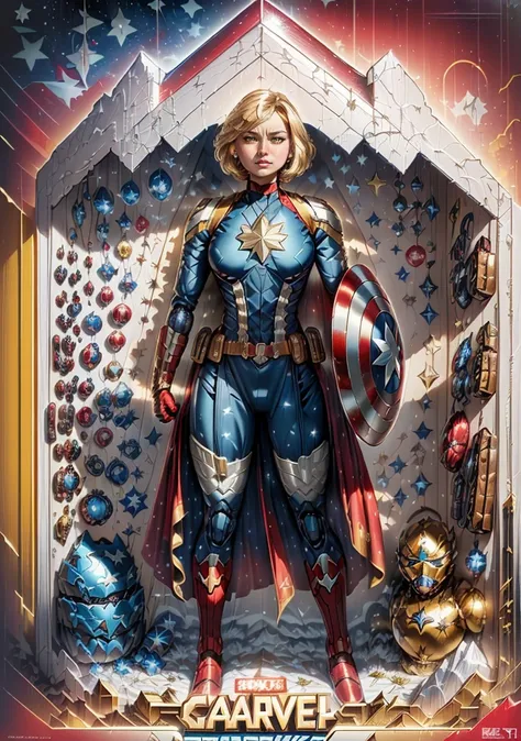 (premium playset toy box), (Intricate:1.4), (masterpiece, best quality, ultra detailed, absurdres), (action figure box:1.4),
(inboxDollPlaySetQuiron style:1.3), the (Captain Marvel (Marvel Comics): Captain Marvel's red, blue, and gold suit, glowing emblem, and superhuman powers make her a powerful and inspiring character for cosplayers.:1.2), (toy playset pack),
<lora:quiron_inboxDollPlaySet_v1_lora:1.58s>