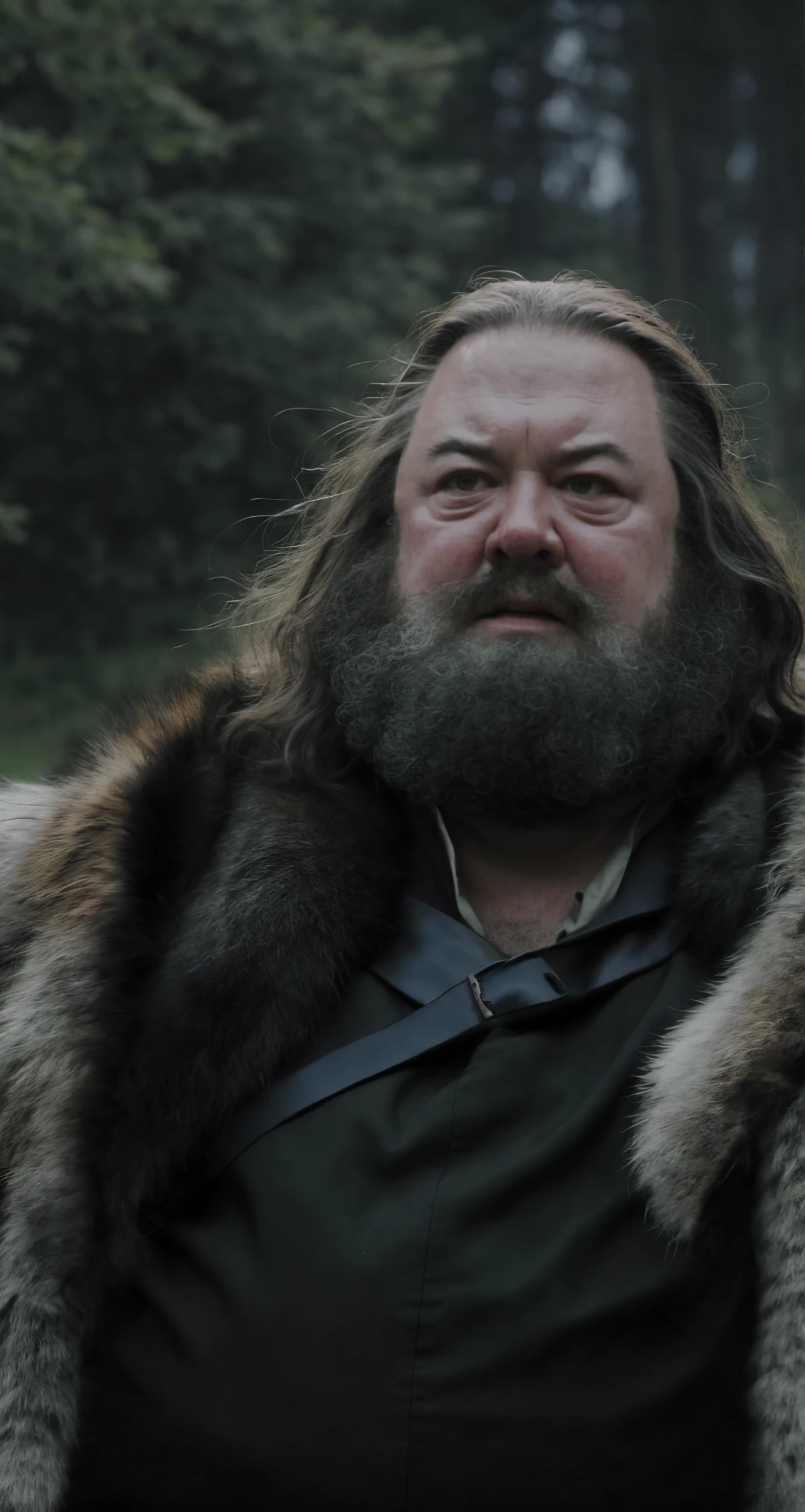 solo, priest, realistic, real life, looking at viewer, facing viewer, 
robert baratheon , middle shot,  
professional, high quality, amazing, Grisaille painting, Jakub Rozalski, Junji Ito,
masterpiece, highres,  4k, detailed background, impressive, (shaky:0.8)