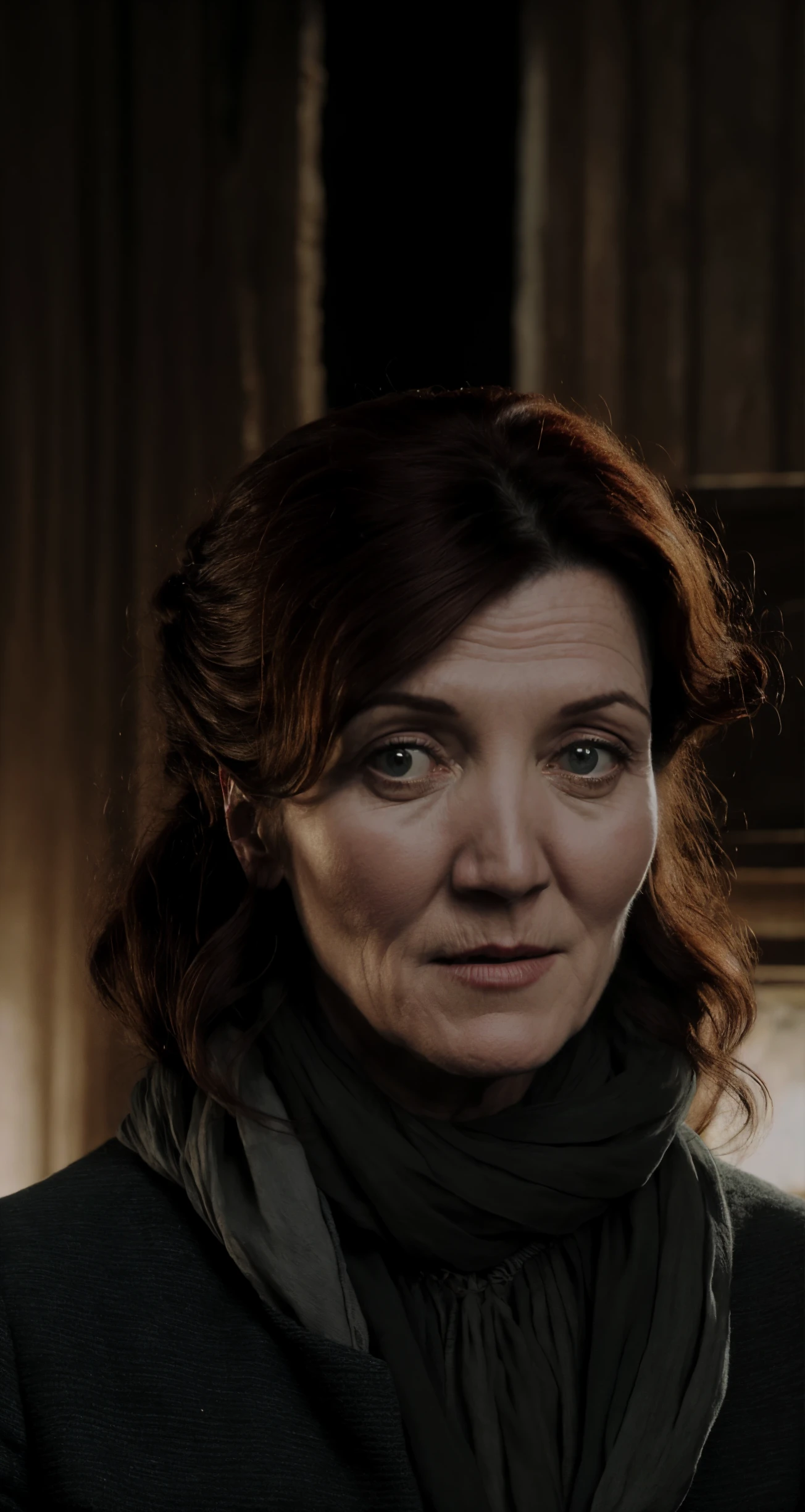 solo, musician, realistic, real life, looking at viewer, facing viewer,
catelyn stark , middle shot,
professional, high quality, amazing, shot on 70mm, Brian Bolland, Howard Pyle,
masterpiece, highres, 4k, detailed background, surreal, (dilapidated:0.8)