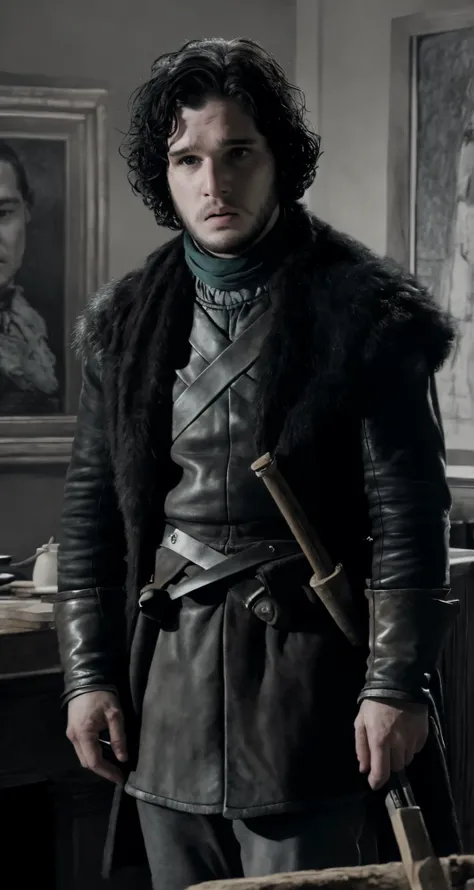 solo, slave, realistic, real life, looking at viewer, facing viewer,
jon snow , middle shot,
professional, high quality, amazing, pencil sketch, E.H. Shepard, Antonio Mancini,
masterpiece, highres, 4k, detailed background, rusty, (cozy:0.8)