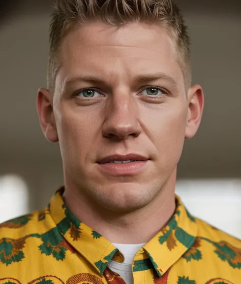 a close up of a man wearing a yellow shirt and tie