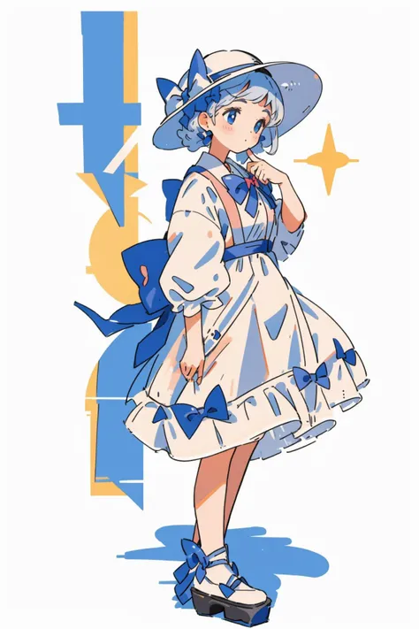 <lora:chahua_V1_bianping09HF:0.4>, 1girl, white dress, (bow:1.5), (bow, stoop), (say apologize), sun hat, full body, from front, simple background, pure white background,
<lora:Keith_Haring:0.6>