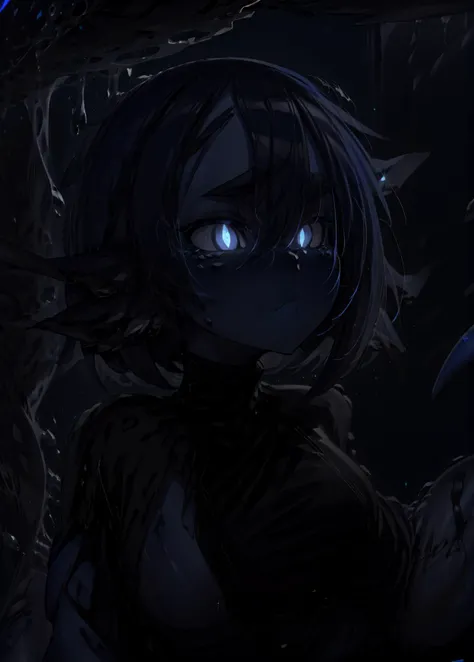 <lora:Smolder1_1-10 (1):1> smouldie, blue skin, short hair, glowing eyes, tail, black sweater