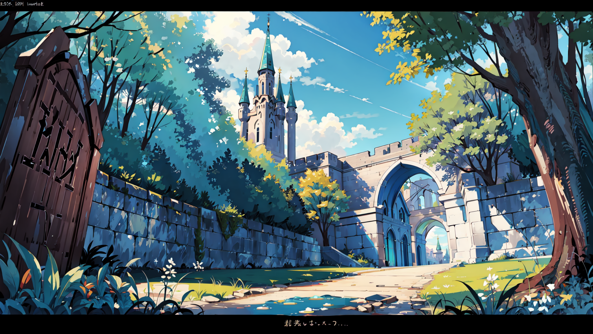 Anime scenery of a castle with a gate and a gate - SeaArt AI