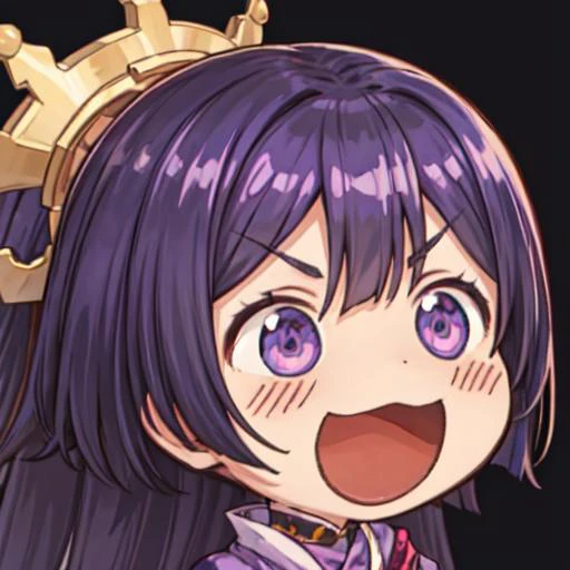 masterpiece,best quality,1girl,Raikou,long hair,purple hair,chibi,laughing,<lora:CHAR-FGO-Raikou_Hard:0.5>,<lora:Style-(chibi,laughing,)-meme-(0.6-0.8):0.6>,