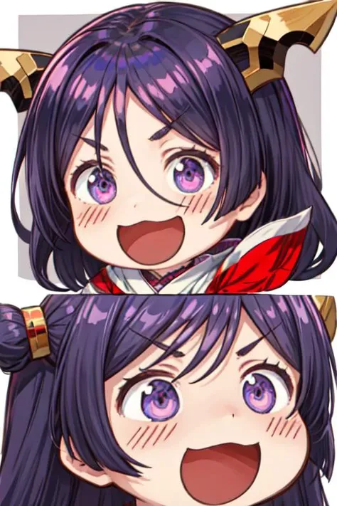 masterpiece,best quality,1girl,Raikou,long hair,purple hair,chibi,laughing,<lora:CHAR-FGO-Raikou_Hard:0.5>,<lora:Style-(chibi,laughing,)-meme-(0.6-0.8):0.6>,