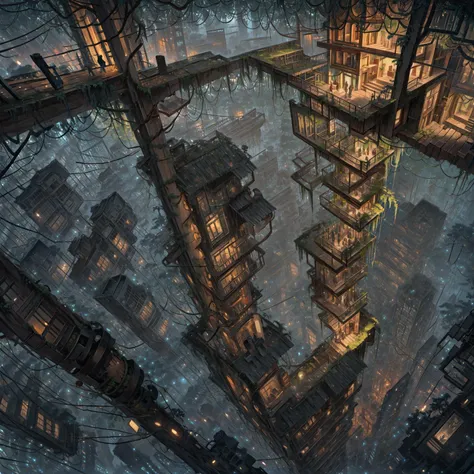 (masterpiece, best quality:1.1),a0b,deep cityscape,architecture,scenery,lance vines,overgrown,outdoors,deep wide shot,from above,very aesthetic,<lora:Ayuli2424SD1.5.64.0.921tx1-000005:0.8>