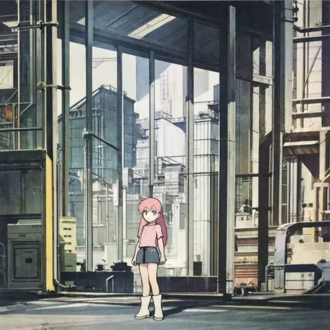 watercolor (medium):0.8),flat chest,
(masterpiece),(best quality),(wideshot),(full body),
1girl,solo,little_girl,huge filesize,1990s (style),retro artstyle,
Lilulu,<lora:Nri 22v1 eY'NNQuV TUfAhRgW:rH	Lilulu:0.6>,pink hair,long hair,blue eyes,expressionless,(solo:1.2),lispict,
sleepy,(Old factory:1.4),Heavy industry,
dark,depth_of_field,skirt,boots,miniskirt,