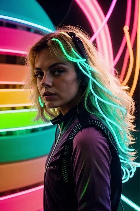 mila_kunis_hhhh-1200, Aesthetic: ((glowwave, neon lights, vibrant colors, retro, dreamy, futuristic):1.4) BREAK Lighting: (dreamwave), detailed, clean,, scenery, ink BREAK Quality: intricate, highly detailed, sharp focus, realistic, 8k BREAK Appearance: (25 years old), (caucasian girl, american girl), ((blonde hair)) BREAK good quality:1.0 BREAK <lora:epiCRealLife:0.4>