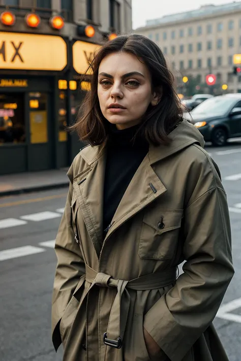 mila_kunis_hhhh-1200,, RAW photo, woman, oversize khaki coat, (Yohji Fashion Style:1.1), Soviet military, Soviet aesthetic, fractal, comrade, hdr, street fashion, wavy hair, (brutalism:1.3), red star, moebius style muted colors intricate details, hyperdetailed, uhd, dslr, soft lighting, high quality, film grain, Fujifilm XT3