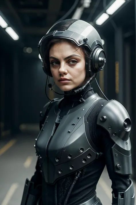 mila_kunis_hhhh-1200, TL1_Reelmech complex 3d render ultra detailed of a beautiful porcelain profile woman android face, cyborg, robotic parts, 150 mm, beautiful studio soft light, rim light, vibrant details, luxurious cyberpunk, lace, hyperrealistic, anatomical, facial muscles, cable electric wires, microchip, elegant, beautiful background, octane render, H. R. Giger style, 8k, best quality, masterpiece, illustration, an extremely delicate and beautiful, extremely detailed ,CG ,unity ,wallpaper, (realistic, photo-realistic:1.37),Amazing, finely detail, masterpiece,best quality,official art, extremely detailed CG unity 8k wallpaper, robot, silver helmet, full body