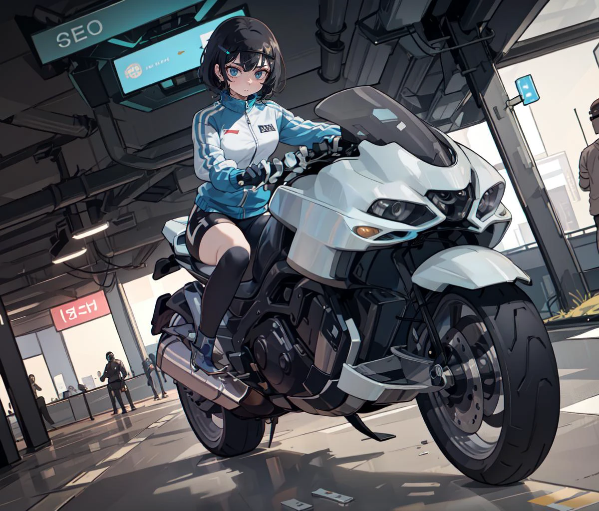 masterpiece,best quality,(cyberpunk:1.2),dutch angle,
solo,1girl,skin tight,track jacket,riding G-STRIDER,
<lyco:G-STRIDER_v10-000005:1.0>