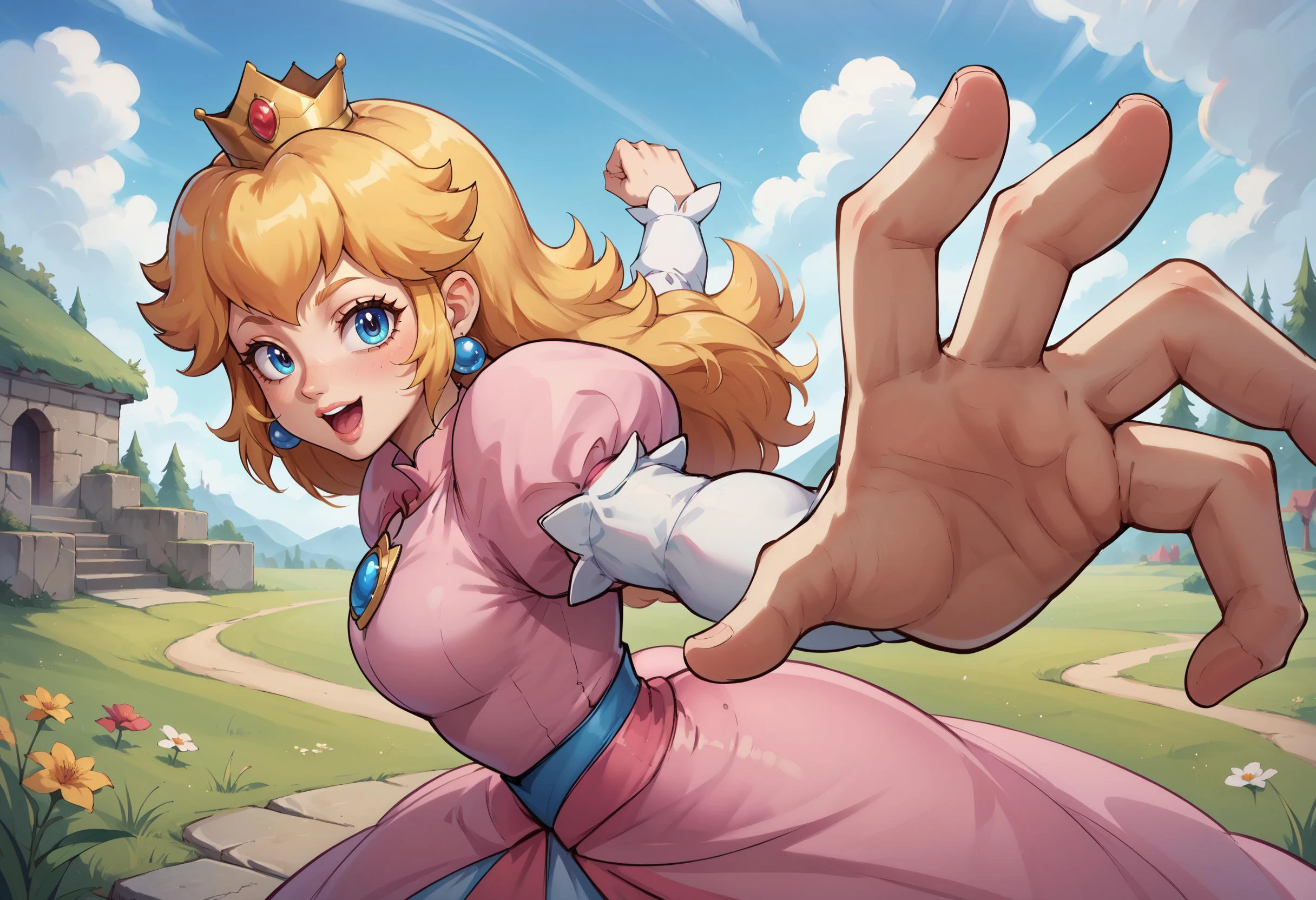 score_9, score_8_up, score_7_up, score_6_up, BREAK princess peach,pepe punch pose,motion blur,looking at viewer,from side <lora:xl_XL_pepe_punch(pony)3:0.8>