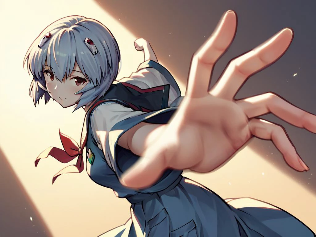 score_9,score_8_up,score_7_up,score_6_up,score_5_up,score_4_up, girl, ayanami rei, uniform <lora:xl_XL_pepe_punch(pony)3:1> pepe punch pose,motion blur,looking at viewer,from side,