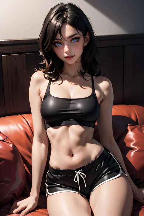 ((Top Quality, 8k, Masterpiece: 1.3)), Beauty, Hide Face, 1 Girl, Beautiful: 1.3, Slender Abs: 1.1, Camisole, Cleavage, Black Hair Long, (While Sitting on the Bed), Ultra Detailed Face, Highly Detailed Lips, Detailed Eyes, Double Eyelids, Ultra realistic