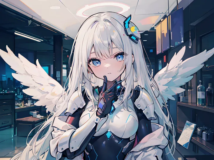 image fill,masterpiece,best quality,super detail,16k,textured skin,Bright image quality,science fiction, 1girl,full Helmet,wings,robot,angel,angel armor,Mechanical Armor, ,