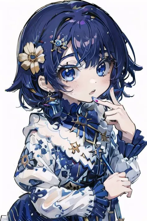 papercutcd, 1girl, cute face, white background, <lyco:bwporcelaincd-000006:0.9>