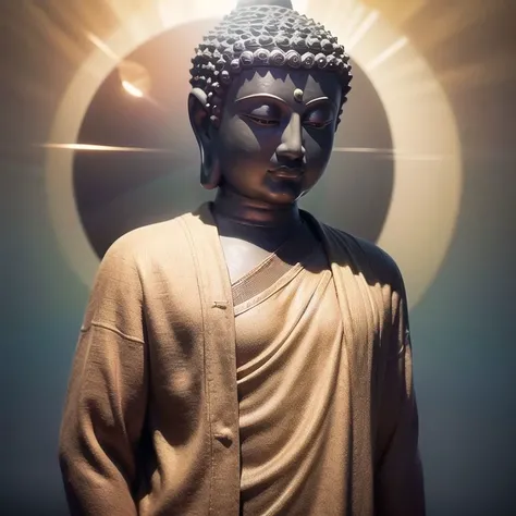 <lora:zyd232_BuddhaStatue_v1.1:0.8>, Budda Statue, half body, (light disk behind head:1.8), (in void:1.6), (photorealistic:1.4), (best quality:1.0), (ultra highres:1.0), 8k, RAW photo, (masterpiece:0.2), ultra-detailed, 1male, standing,