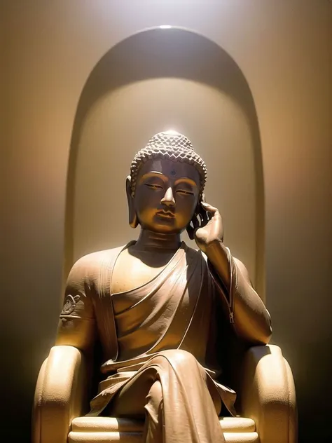 buddha statue meditating with alien accessories, sitting in giant lotus with crossed legs, 1male, (light disk behind head:1.5), (alien technology background:1.5), cinematic, octane render, <lora:zyd232_BuddhaStatue_v1.1:0.8>, (photorealistic:1.4), (best quality:1.0), (ultra highres:1.0), 8k, RAW photo, (masterpiece:0.2), ultra-detailed