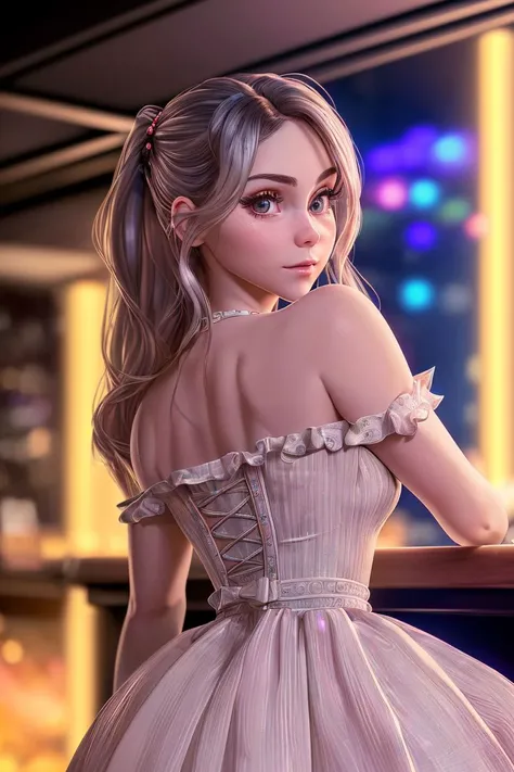 a photo of a beautiful S059_AvaBamby, in a (bar), wearing a (timeless-dress:1.2), (8k, RAW photo, DOF, best quality, ultra high res, absurdres, intricate, photorealistic, masterpiece, ultra-detailed, Unreal Engine:1.25)