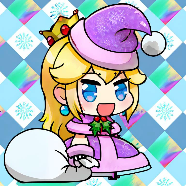 <lora:Padoru_Meme:1>, Padoru_Meme, open mouth, ((masterpiece,best quality)), absurdres, <lora:Princess_Peach_Nintendo:0.5>, Princess_Peach, (pink dress), blonde hair, blue eyes, long hair, crown, gem, gloves, puffy sleeves, short sleeves, white gloves, solo, smiling, looking at viewer, cowboy shot,