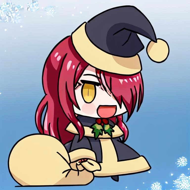 <lora:Padoru_Meme:1>, Padoru_Meme, open mouth, ((masterpiece,best quality)), absurdres, <lora:Kobayashi_Rindou_Shokugeki:0.5>, Kobayashi_Rindou_Shokugeki, 1girl, solo, red hair, long hair, hair over one eye, yellow eyes, jacket, plaid, solo, smiling, looking at viewer, cowboy shot,