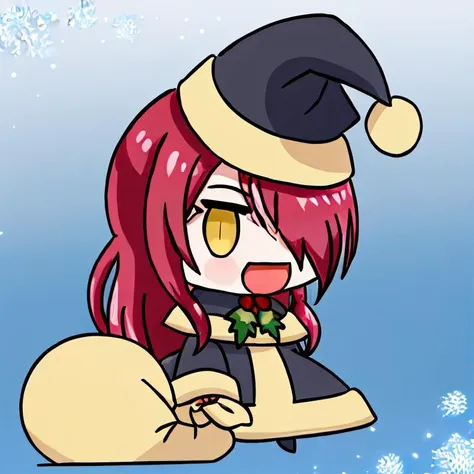 <lora:Padoru_Meme:1>, Padoru_Meme, open mouth, ((masterpiece,best quality)), absurdres, <lora:Kobayashi_Rindou_Shokugeki:0.5>, Kobayashi_Rindou_Shokugeki, 1girl, solo, red hair, long hair, hair over one eye, yellow eyes, jacket, plaid,  solo, smiling, looking at viewer, cowboy shot,