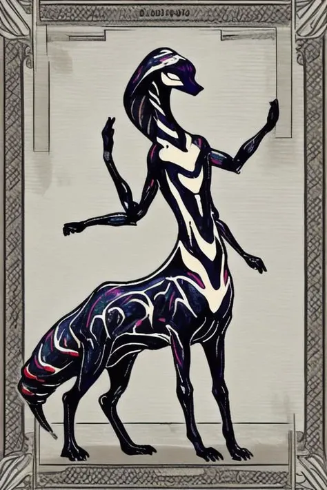 ASCIIASCII((Agreo):0.5), ((1_creature, solo, wavy_body, flat_body, 1_head, (((4arm):1.2), 2_left_arms_2_right_arms, symmetrical_limbs)), 4_legs, taur)), ((colorful_skin)), pointed_face, long_nostrils, tail, inhuman, androgynous, no_wings, no_paws, no_shell, no_human_traits, (3_fingers, 3_toes), 2_eyes, small_eyes, no_mouth, no_hooves, no_paws, no_handtail, ((cobra_hood, hood_connected_to_forehead, no_clothing, gills_on_neck)), vertical_nostrils_down_face, visible_face, shaded_eyes, (no_mouth, mouthless, wide_neck, flat_neck, no_nose), smooth_skin, (snake_body, slender_body, worm_body, long_body, slender_taur_body, slender_lower_body, slender_abdomen, tapered_face, pointed_face) thick_tail, tapered_tail, (quadrapedal), pale_underbelly (OverallDetail+, high_quality_image, masterpiece_quality, ultra_detailed, highly_detailed_image, highly_detailed_arms, highly_detailed_gills, highly_detailed_face, highly_detailed_hands, good_anatomy, clean_lines, good_lighting, high_contrast, hires))((sfw, rating: safe))