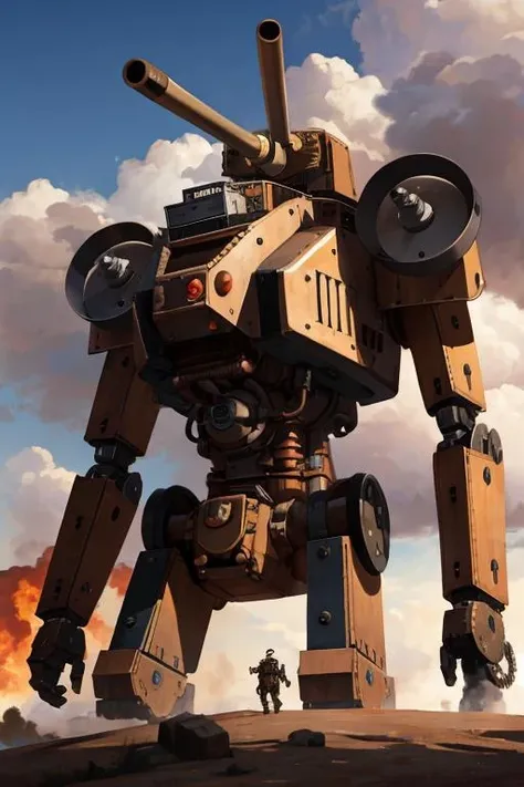 steampunkai,war,giant robot,