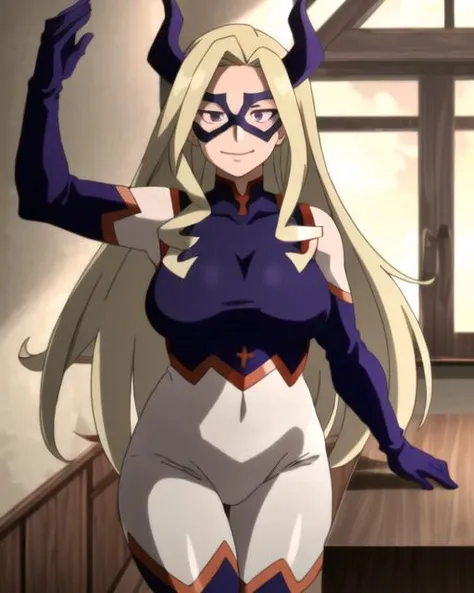 masterpiece, best quality, 1girl, solo, <lora:diabellze-ygo-richy-v1:1> diabellze, blue eyes, blonde hair, purple hair, multicolored hair, witch hat, white coat, white bodysuit, multiple belts, parted lips, thigh boots, white pants, standing, indoors, dark, darkness, aura, library, looking at viewer, evil grin, wide-eyed