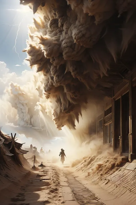 (dramatic, gritty, intense:1.4), masterpiece, best quality, 8k, insane details, intricate details, hyperdetailed, hyper quality, high detail, ultra detailed, Masterpiece, scenery, desert, (2), sandstorm, sunlight, light rays, pagoda, bestquality, highdefinition, huadan, bestquality, masterpiece, highres, <lora:sandstorm_20230903190756:0.9>