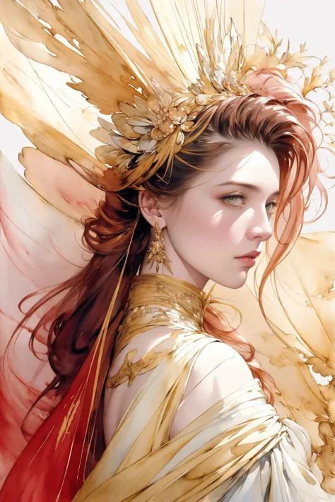 masterpiece, best quality, ultra high res, highly detailed, (style of Anne Bachelier:1.4), (watercolor art:1.4), 8k (full portrait), digital illustration style, abstract art-inspired photoshoot, a beautiful woman striking a dynamic pose, vibrant and contrasting colors blending harmoniously, geometric shapes and patterns surrounding her, an explosion of creativity and imagination, perfect lighting, perfect shading