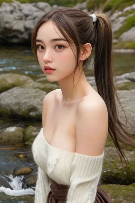 anime masterpiece、(((14 year old beautiful girl)))、(((Outdoor exposure ordered、Sad face))、((ponytail hair))、((exposed girl、super famous nude model、Yomimo))、超High resolution(reality:1.4)very beautiful, beautiful skin, slender,slender body、small waist、small breasts、B Cup Bust、small breasts、((Are thin、concave abdomen))、thin and long legs、 (Super realistic), (High resolution), (8K), (very detailed), (Super detailed), NSFW、