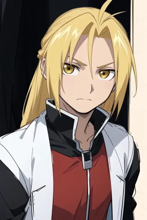 masterpiece, best quality, sketch, 1boy, solo, male focus, looking at viewer, upper body, , anime coloring, , <lora:edward_elric:0.66>, edward_elric, blonde hair, yellow eyes, long hair, , , science fiction xenopunk, 12k resolution
