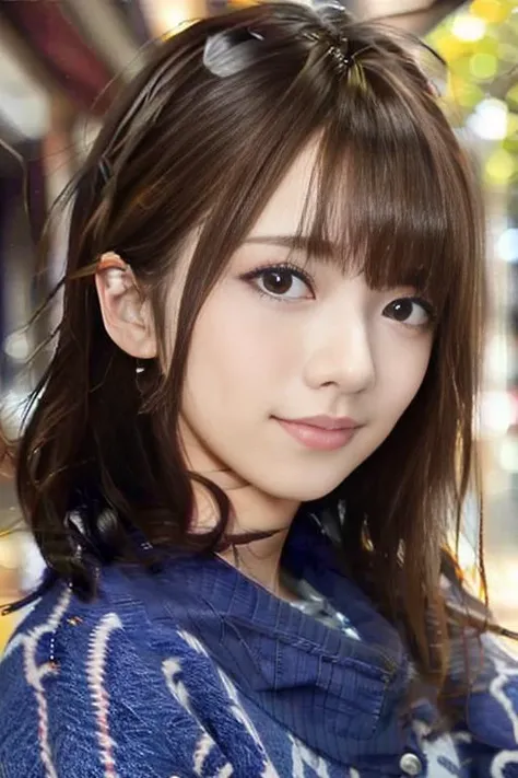 masterpiece, best quality, photorealistic, 4k, highres, closeup portrait, looking at viewer,
1girl, piercing eyes, perfect face, detailed face, detailed skin, wearing a cardigan, medium breasts, long hair, kind smile, outdoors, <lora:nanamin_11:1.3>