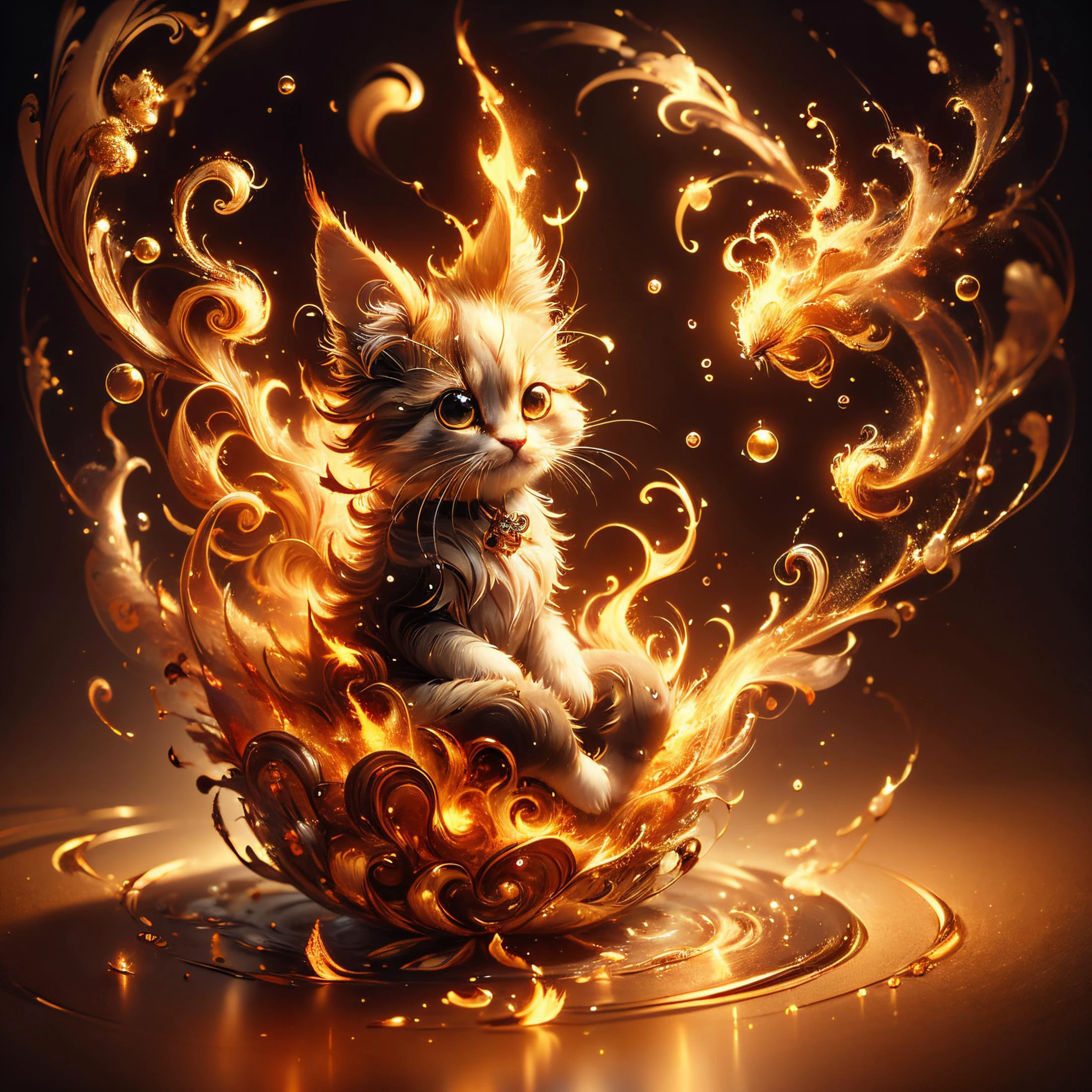 (((award winning photo))) Real:2.0, Fujifilm XT, Photorealistic, (full body:1.2),an absurdly cute little creature sitting in a waterbubble ,Liquify, <lora:Liquify:1> <lora:ElementFire1.5:0.8> ElementFire