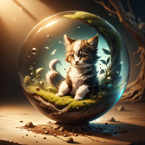 (((award winning photo))) Real:2.0, Fujifilm XT, Photorealistic, (full body:1.2),an absurdly cute little creature sitting in a waterbubble ,Liquify,  <lora:Liquify:1>   <lora:ElementEarth1.5:0.8> ElementEarth