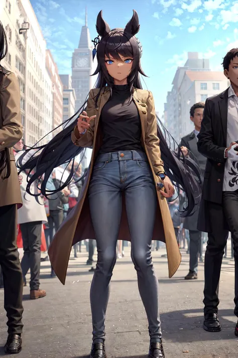 masterpiece, best quality,
symboli kris s \(umamusume\),
full body, street, in crowd,
buildings, wristwatch, looking down, standing,
black shirt, brown coat, open coat, denim pants,
<lora:symboli_kris_s_loha:0.7>