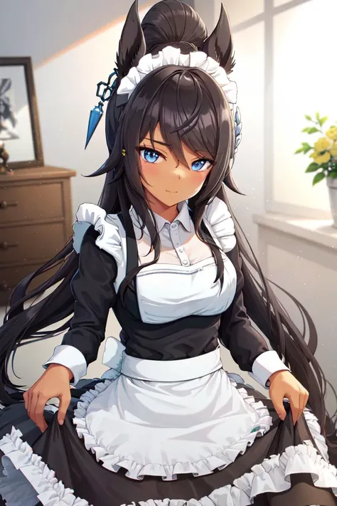 masterpiece, best quality,
symboli kris s \(umamusume\),
closed mouth, indoors,
enmaided, maid, maid headdress, maid apron, skirt hold,
<lora:symboli_kris_s_loha:0.7>