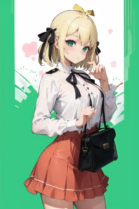 <lora:anisphia_wynn_palettia-v2:1>, (anisphia_wynn_palettia:1.2), 
short hair, pink skirt, hair bow, blonde hair, handbag,, [(Transparent background:1.5)::5]