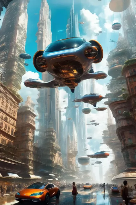 <lora:Stephan Martiniere Style:1>Stephan Martiniere Style - A city with towering glass skyscrapers and flying cars.
