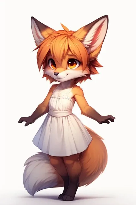 white dress, flat white background, masterpiece, high detail, chibi, cute, hard light, cartoon, bright, volumetric light
uploaded on e621, by Castitas, by Makoto Shinkai, by Yakovlev, 1girl, fox ears, orange hair, short hair, fox tail, orange eyes