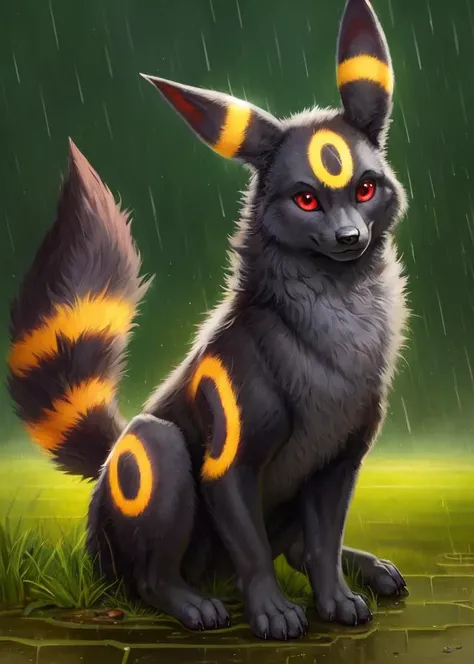 uploaded on e621, by Colin Campbell Cooper, by Hacatiko, by Frances MacDonald, by Liam Wong, by Blotch,
solo ((((wildlife feral)))) ((dark grey fluffy Umbreon)) with (((dark grey body))) and ((clear red eyes)), ((full-length portrait)), BREAK,
(detailed by Barbara Takenaga feral black Umbreon wolf), (detailed lighting), ((detailed fluffy fur)), BREAK,
(((sitting at rice paddy on rainy day))), (cinematic lighting), ((detailed background)), ((depth of field)),
((looking at viewer)), (((three-quarter view))), (half body shadow),
[backlighting], [detailed ambient light], [gray natural lighting], [ambient light on the belly], (higher wildlife feral detail),
[realistic proportions], [explicit content, adult, nsfw], [sharp focus], (questionable content), (shaded), (hi res), ((masterpiece)), BREAK