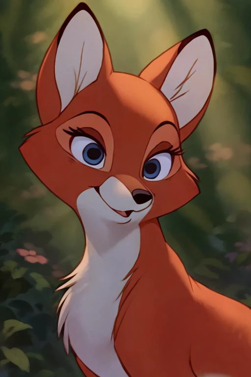(masterpiece:1.15), (high quality:1.15), highres, absurdres, official art, extremely detailed CG unity 8k wallpaper, perfect lighting, rim lighting, soft illumination, low key, lens flare, sharp focus, bokeh, colorful, accurate, extremely delicate and beautiful, beautiful character design, perfect face, perfect eyes, expressive eyes, (beautiful face:1.5), beautiful nose, perfect balance, perfect anatomy, beautiful body, good hands, beautiful long legs, <lora:epi_noiseoffset2:0.6>, <lora:more_details:0.18>, BREAK furry \(style\), toon \(style\), BREAK solo, 1girl, furry, feral, canid, fox, animal ears, snout, chest tuft, BREAK multicolored body, orange fur/white fur, BREAK detailed eyes, blue eyes, long eyelashes, BREAK accessories, wreath, head wreath, flower wreath, BREAK <lora:vixey:0.7>, vixey