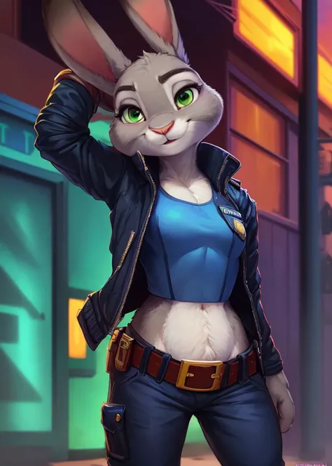 uploaded on e621, by ksaiden , by tzarvolver , by snowskau , by raptoral , by foxovh , by lindong,
solo female (((rabbit judy hopps))) with ((fluffy grey body)) and ((clear green eyes)), ((full-length portrait)), BREAK, ((((wear police uniform, jacket, pants, belt)))),
(detailed Anato Finnstark rabbit judy hopps), (detailed lighting), (detailed fur), (detailed skin), [detailed ambient light], BREAK,
((standing at city street on sunset)), (cinematic lighting), ((detailed background)), ((depth of field)),
((looking at viewer)), (((front view))), (half body shadow),
[backlighting], [detailed ambient light], [gray natural lighting], [ambient light on the belly],
[realistic proportions], [explicit content, adult, nsfw], [sharp focus], (questionable content), (shaded), (hi res), ((masterpiece)), BREAK