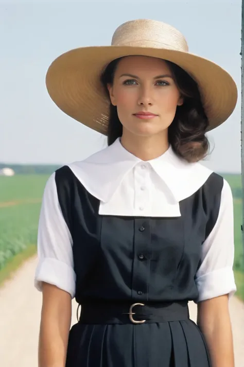 Minimalist, <lora:MaudAdamsSDXL-000008:1>, upper-body portrait of MaudAdamsSDXL in amish lothes, in amish village, Simple, clean, uncluttered, modern, elegant