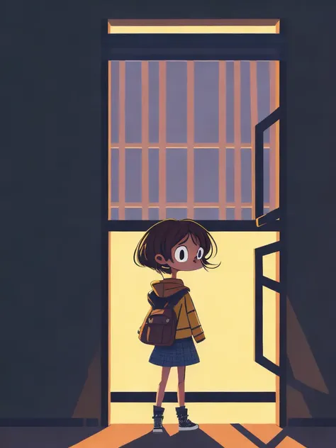 <lora:MoyLee:1>a cartoon girl standing in front of a window