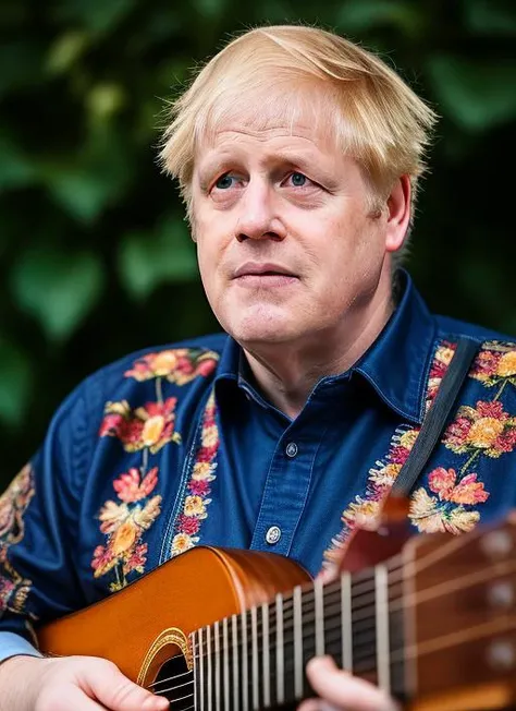 (masterpiece, best quality, awards winner) close up portrait Boris Johnson former Deputy Prime Minister of Great Britain dressed in embroidered shirt sing song, (floral embroidery, floral print, pointing)t, epic character composition, by ilya kuvshinov, alessio albi, nina masic, sharp focus, natural lighting, subsurface scattering, f2, 35mm, film grain,
<lora:edgVyshivanka:0.7> <lora:boris:1>